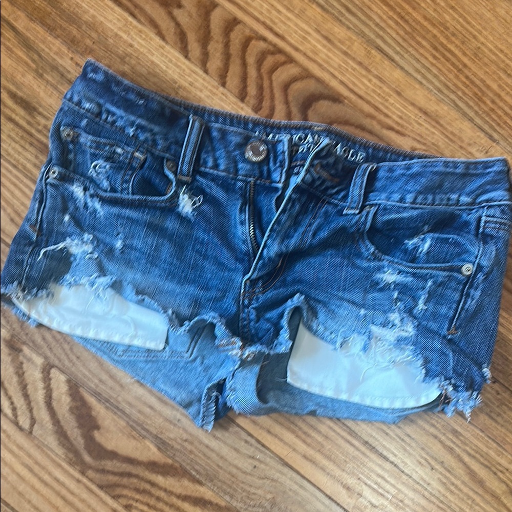 American Eagle Outfitters Ripped Blue Jean Shorts